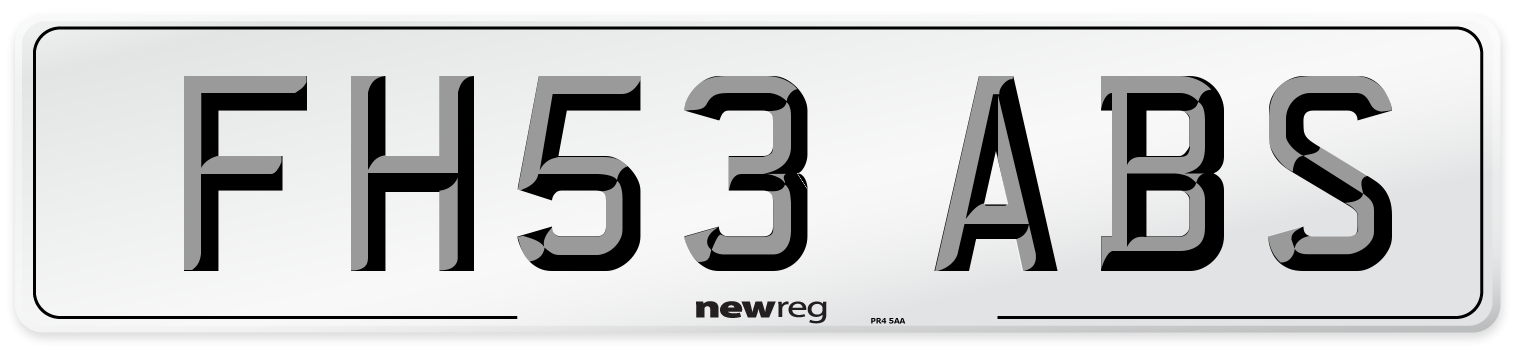 FH53 ABS Number Plate from New Reg